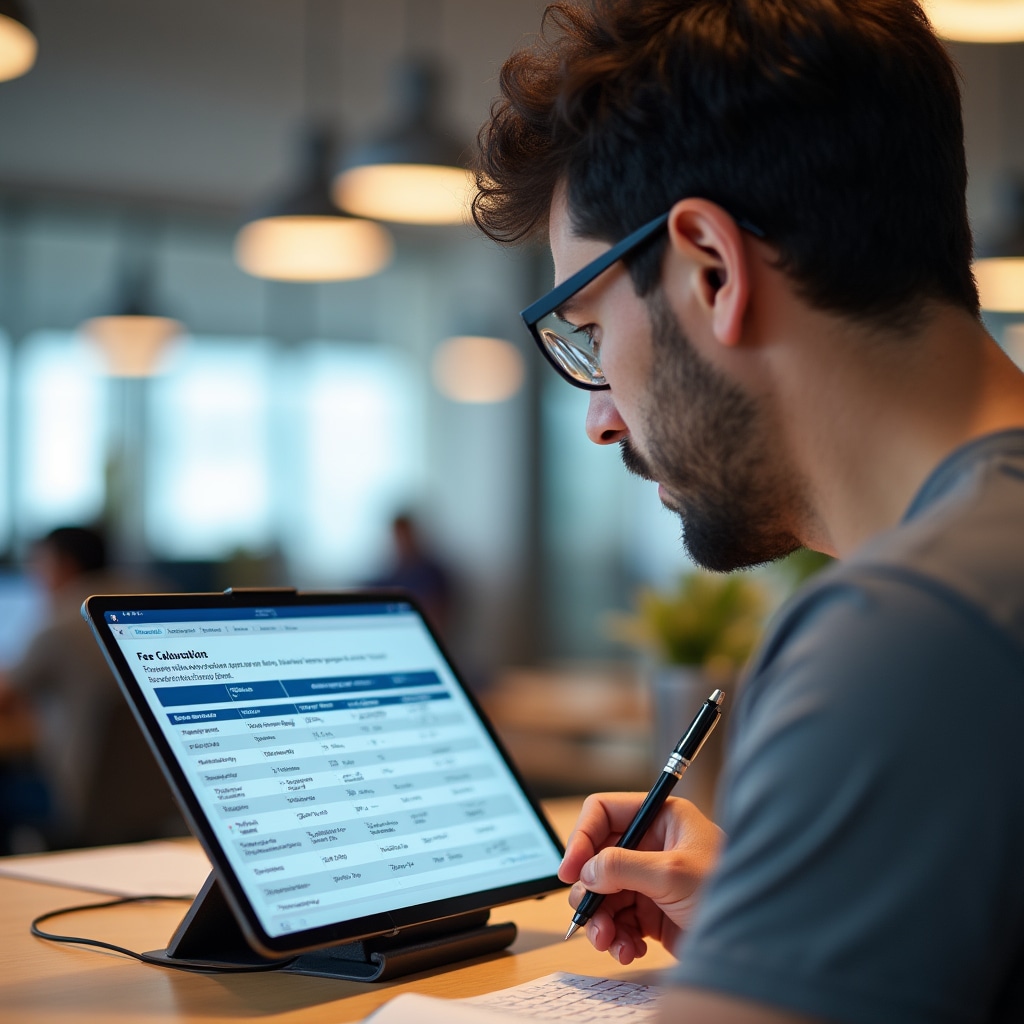 Schermata di calcolo automatico dei canoni con tariffe per categoria merceologica